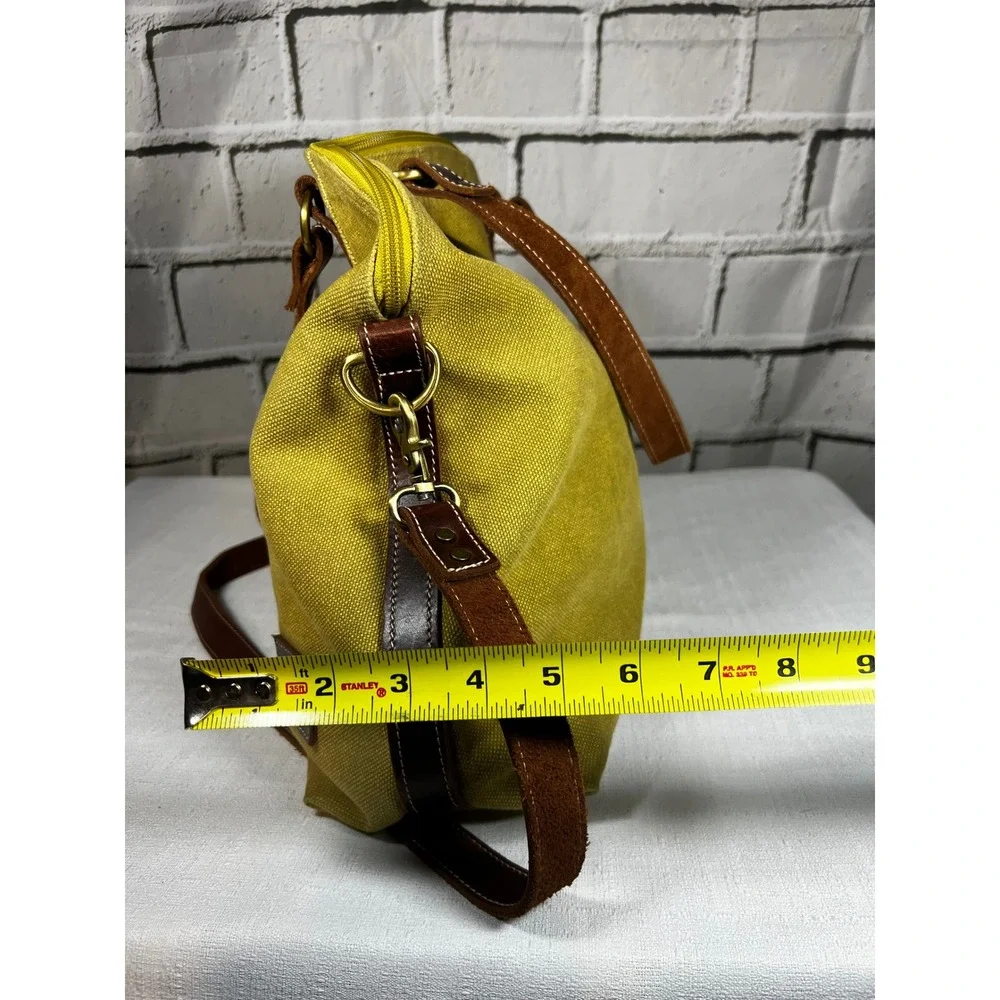 Vance Kitira Green Canvas Leather Trim Satchel Crossbody Bag